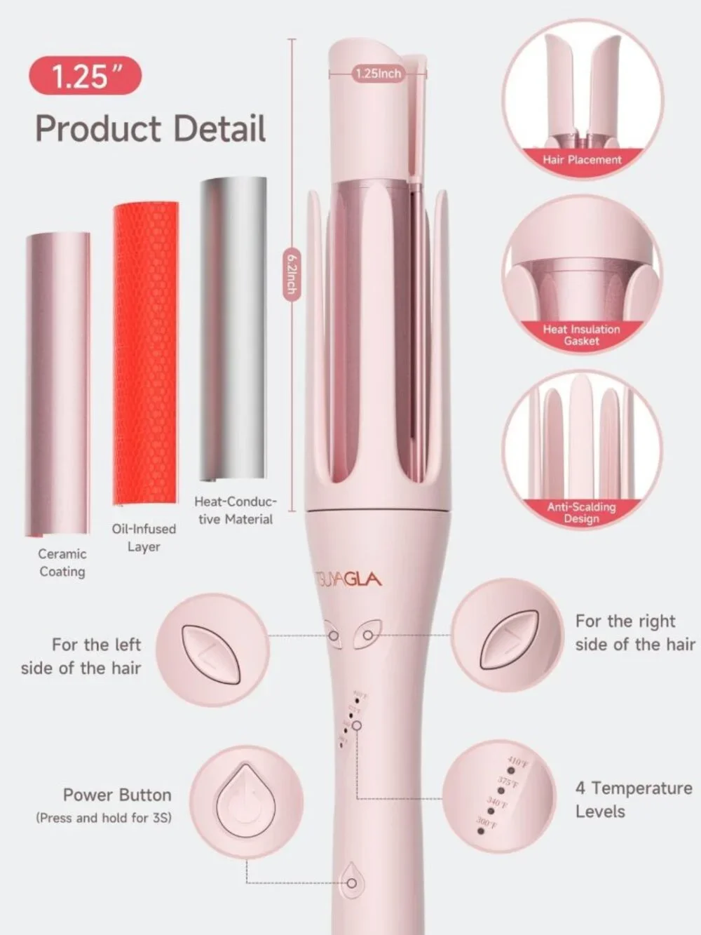 Automatic Curling Iron with Long Barrel - Pro Hair Curler for Effortless Waves